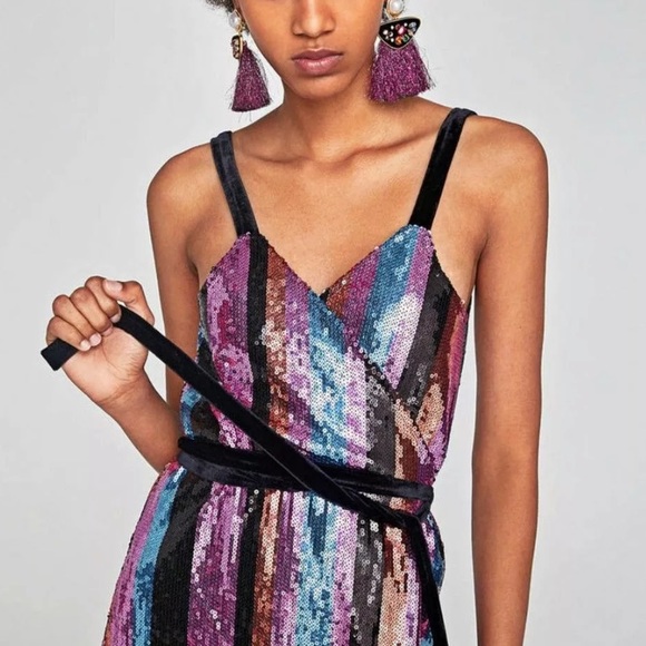 NWT ZARA MULTI COLOURED SEQUENCE DRESS - Picture 12 of 15